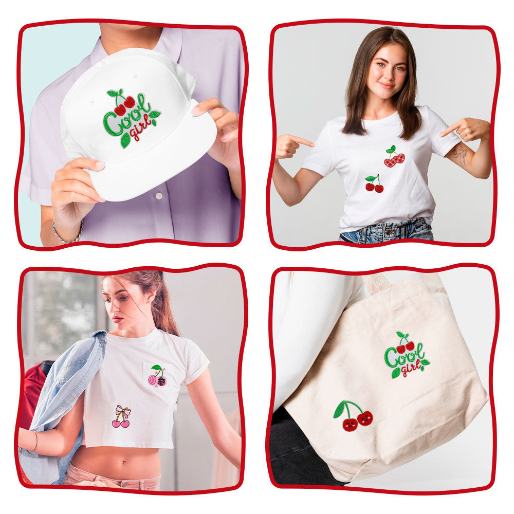 Wholesale  Cherry Embroidered Cloth Sticker No-sewing Girl' s Down et Patch Sticker Holes Sticker Large